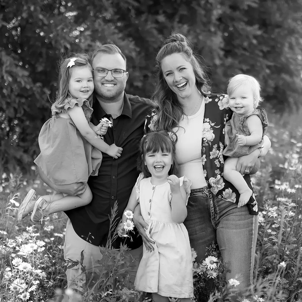 Dan and Jess with their four children, Everyday Faith Podcast hosts