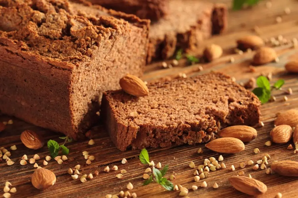 Biblical food and bread with almonds, illustrating food's role in Christian culture and nourishment.
